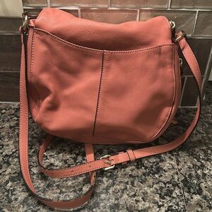 Vince Camuto: Expandable flap satchel, pink leather crossbody zipper pockets bag